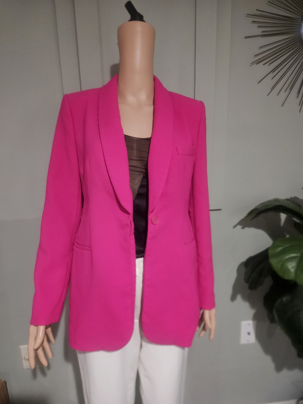 Zara Hot Pink Blazer NWOT Structured Tailored Jacket Statement. Size Small - Picture 8 of 16